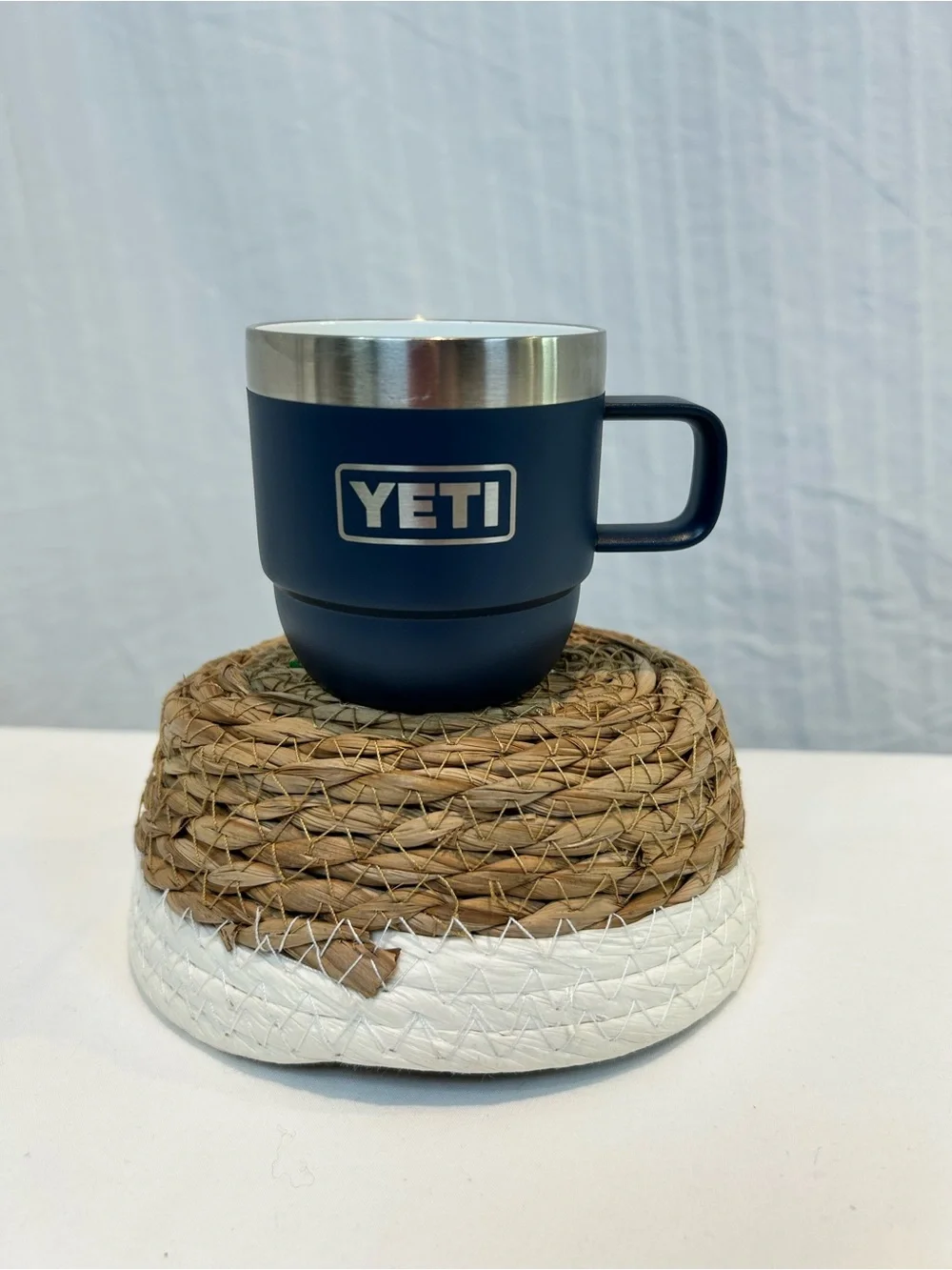 YETI NWT Navy Blue Rambler 6 oz Stackable Stainless Steel Travel Mug w Handle